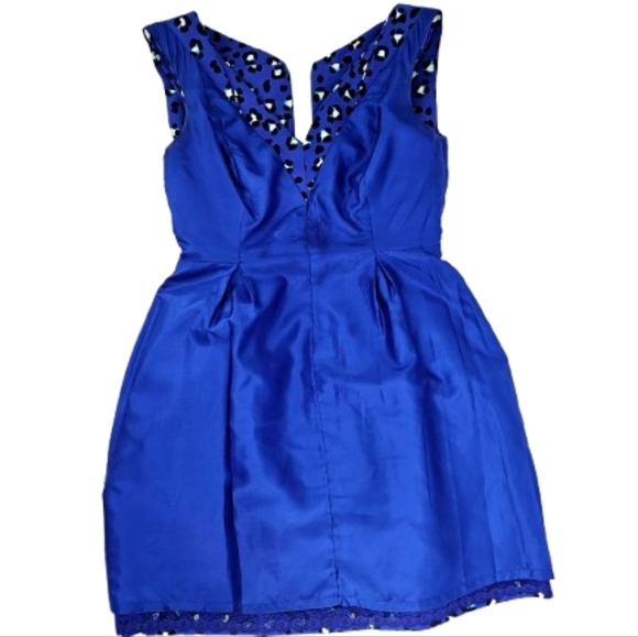 Kate Spade NY Dawson Cyber Cheetah Print Dress Blue V-Neck Pockets - Picture 8 of 16